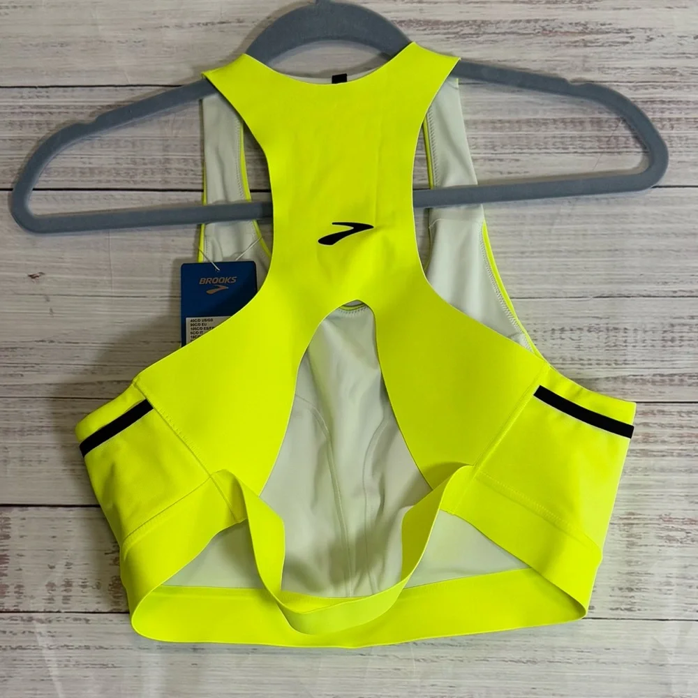 Brooks Drive 3 Pocket Run Bra – Nightlife Yellow | Size 40 C/D